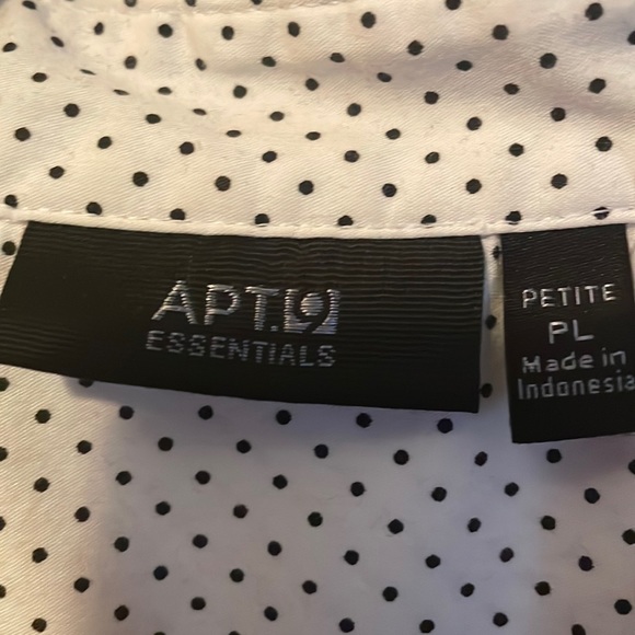 Apt. 9 Large Petite White and Black Polka Dot Button Up Shirt - Picture 3 of 5